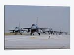 A Squadron Of Turkish Air Force F-16C And F-16D Aircraft Taxiing On The Runway
