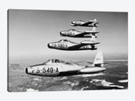 1950s Four Us Air Force F-84 Thunderjet Fighter Bomber Airplanes In Flight Formation