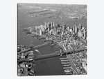 1950s Aerial Of Downtown Manhattan East And Hudson Rivers Meet In Harbor Brooklyn And Manhattan Bridges
