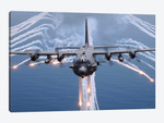 An AC-130H Gunship Aircraft Jettisons Flares As An Infrared Countermeasure