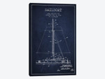 Sailboat 1 Navy Blue Patent Blueprint