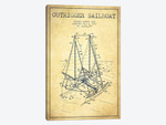 Outrigger Sailboat Vintage Patent Blueprint