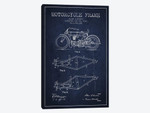 Allen A. Horton Motorcycle Frame Patent Sketch (Navy Blue)