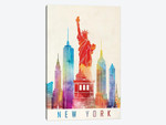 New York Landmarks Watercolor Poster