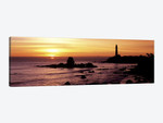 Silhouette of a lighthouse at sunset, Pigeon Point Lighthouse, San Mateo County, California, USA