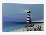 A Lighthouse Sends Out A Light To Warn Vessels