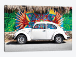 White VW Beetle Car In Cancun