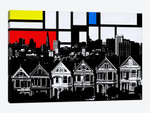 San Francisco, California Skyline with Primary Colors Background