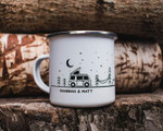 Personalised Camp Mug For Couples Campervan Decor Camping Mug Wedding Date Gift Van Life Enamel Mug Gifts For Campers RV Accessories