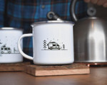 RV Accessories Campervan Decor Mug Minimal Live Simply Line Art Enamel Mug Van Life Gifts For Campers Travel Gifts For Outdoors