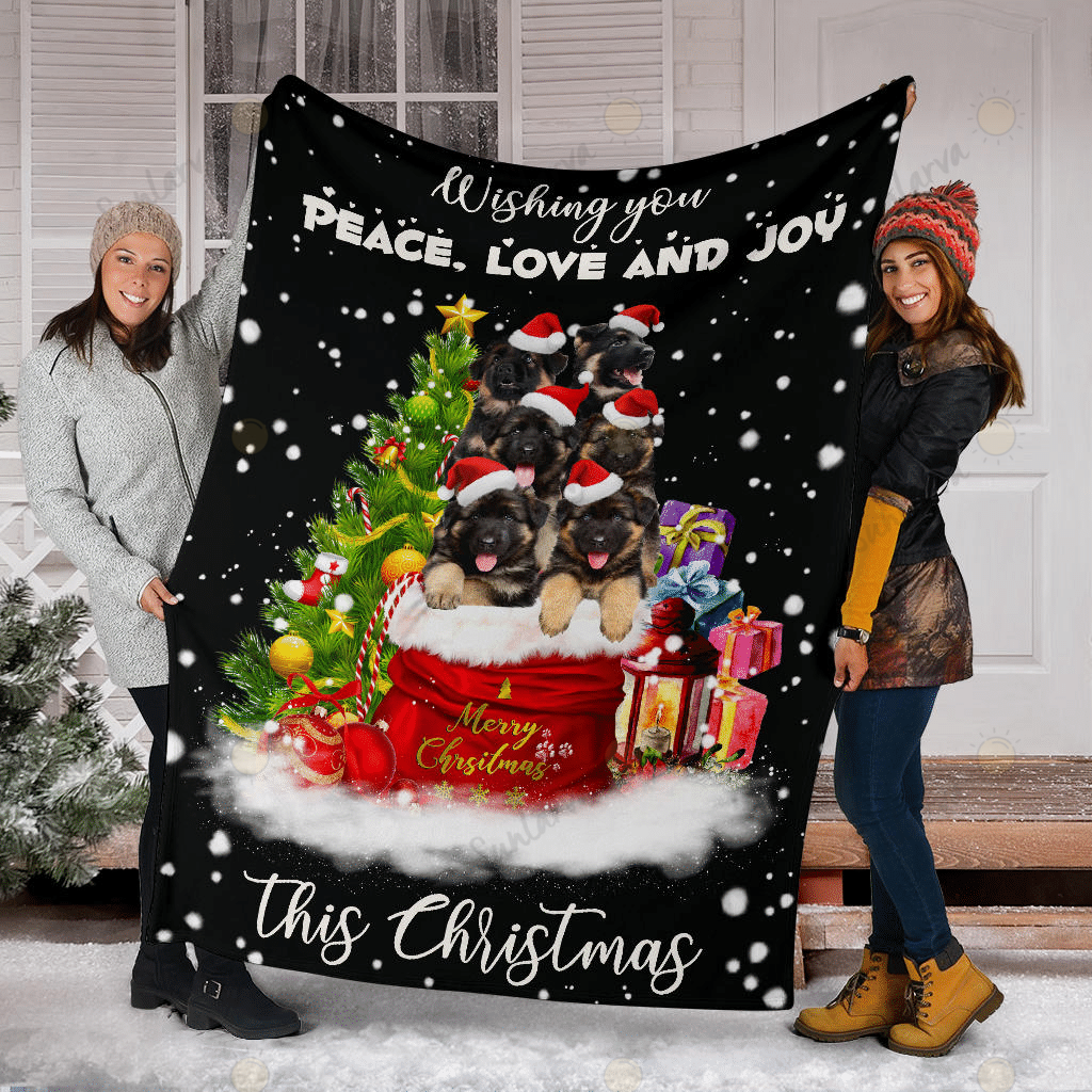 Dog Dog German Shepherd Peace Love Joy Christmas Blanket-MT011082Qg