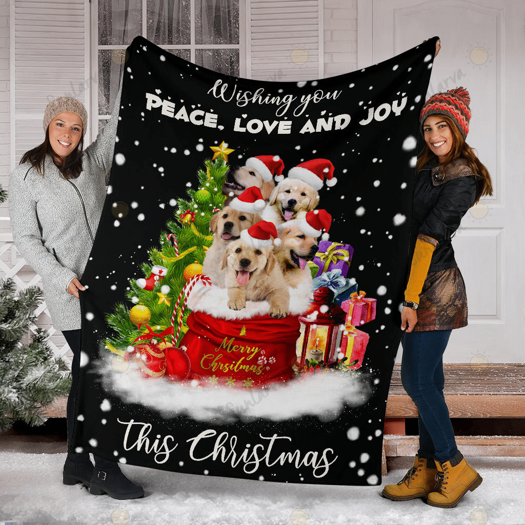Dog Dog Golden Peace Love Joy Christmas Blanket-MT011081Qh