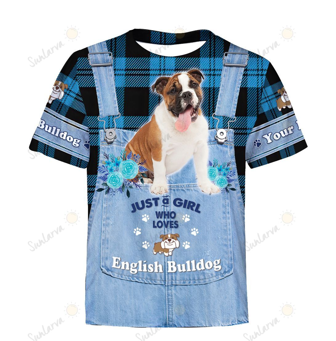s Denim Girl loves English Bulldog Customized  (3d Full Print) Hoodie-MT010148Ha