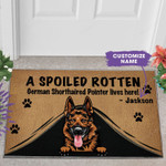 German Shorthaired Pointer Doormat - A spoiled rotten German Shorthaired Pointer lives here - Funny Dog Doormat