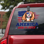 Cavalier King Charles Spaniel Sticker - 4th of July Independence Day American Flag