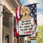 Goldendoodle USA 4th of July Independence Day American Flag Custom Name Garden Flag