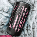Personalized Fight Flag Breast Cancer Tumbler