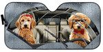 Goldendoodle Couple In The Rain Dog Auto Car Sunshade
