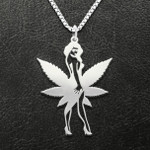 Weed Mary Jane Handmade 925 Sterling Silver Pendant Necklace