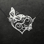 Heart butterfly Handmade 925 Sterling Silver Pendant Necklace