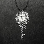 Nurse Grandma Flower Caduceus Handmade 925 Sterling Silver Pendant Necklace