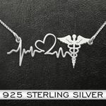 Nurse Heartbeat Handmade 925 Sterling Silver Pendant Necklace