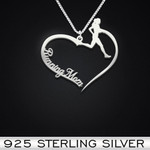 Running Heart Mom Handmade 925 Sterling Silver Pendant Necklace