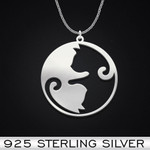 Cat Yinyang Handmade 925 Sterling Silver Pendant Necklace