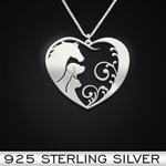 Horse Dog Cat Handmade 925 Sterling Silver Pendant Necklace