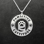 Pet Cat Mom Pawsitive Cattitude Positive Attitude Handmade 925 Sterling Silver Pendant Necklace
