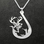 Hunting fishing deer duck fish Handmade 925 Sterling Silver Pendant Necklace