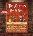 Personalized Bar & Grill Family Funny Deer Couple Canvas PHT-15TP042 Deer Couple Dreamship