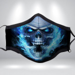 BLUE TOXIC SKULL Fabric Face Mask