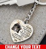 PERSONALIZED TEXT BLACK CAT Morning, Noon And Night Heart Key Ring Dreamship