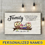 Owl Famlily Personalized four names Canvas Dreamship