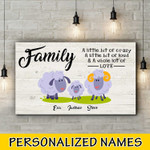 Sheep Famlily Personalized three names Canvas Dreamship