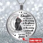 PERSONALIZED TEXT BLACK CAT To My Daughter Round shape necklace Dreamship