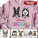Personalized Proud Dog Mom T-shirt Dreamship S Light Pink