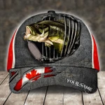 BASS FISHING CANADIAN FLAG PERSONALIZED CAP