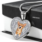 CORGI Heart Necklace PM-18DT003 Jewelry ShineOn Fulfillment Luxury Necklace (Silver) No