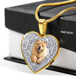 CHOW CHOW Heart Necklace PM-18DT003 Jewelry ShineOn Fulfillment Luxury Necklace (Gold) No