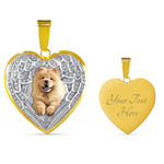 CHOW CHOW Heart Necklace PM-18DT003 Jewelry ShineOn Fulfillment Luxury Necklace (Gold) Yes