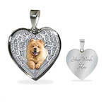 CHOW CHOW Heart Necklace PM-18DT003 Jewelry ShineOn Fulfillment Luxury Necklace (Silver) Yes