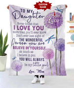 To my Daughter Purple Dandelion Personalized Fleece Blanket Dreamship