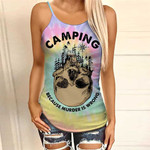 CAMPING BECAUSE MURDER IS WRONG Woman Cross Tank Top