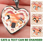 JUST A GIRL WHO LOVES CATS Personalized Heart necklace Jewelry ShineOn Fulfillment