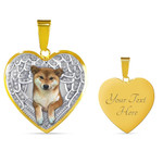 SHIBA INU Heart Necklace PM-18DT003 Jewelry ShineOn Fulfillment Luxury Necklace (Gold) Yes