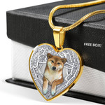 SHIBA INU Heart Necklace PM-18DT003 Jewelry ShineOn Fulfillment Luxury Necklace (Gold) No