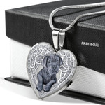 CANE CORSO Heart Necklace PM-18CT Jewelry ShineOn Fulfillment Luxury Necklace (Silver) No