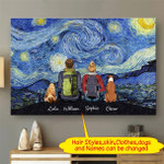 Personalized Starry Night Couple And Pets Canvas Dreamship